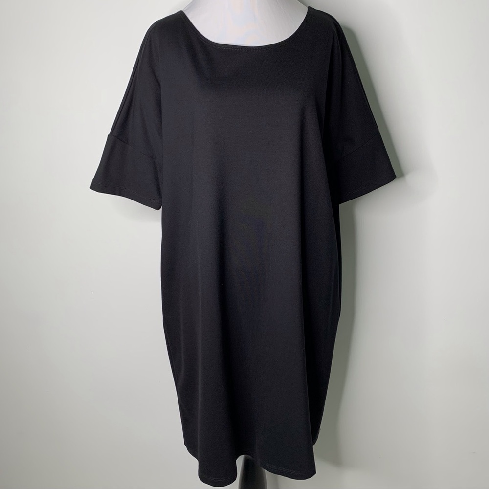 HATCH Women's Black Scoop Neck Mini Length Maternity T-Shirt Dress Size 2 Medium